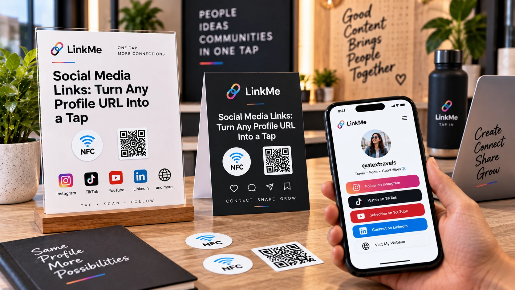 NFC- ja QR-tarrat sosiaaliseen mediaan: Avaa mik&auml; tahansa profiilin URL napauttamalla