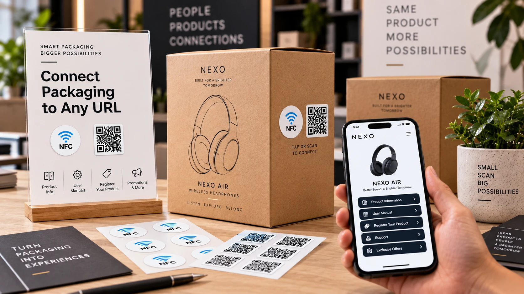 NFC- ja QR-tarrat tuotepakkauksiin: Yhdist&auml; pakkaus mihin tahansa URL-osoitteeseen