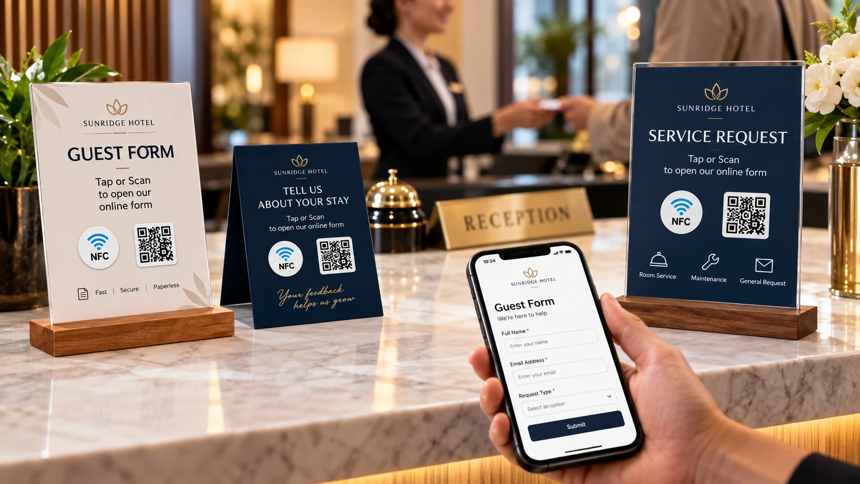NFC- ja QR-tarrat lomakkeille ja kyselyille: napauta tai skannaa avataaksesi lomakkeen verkossa