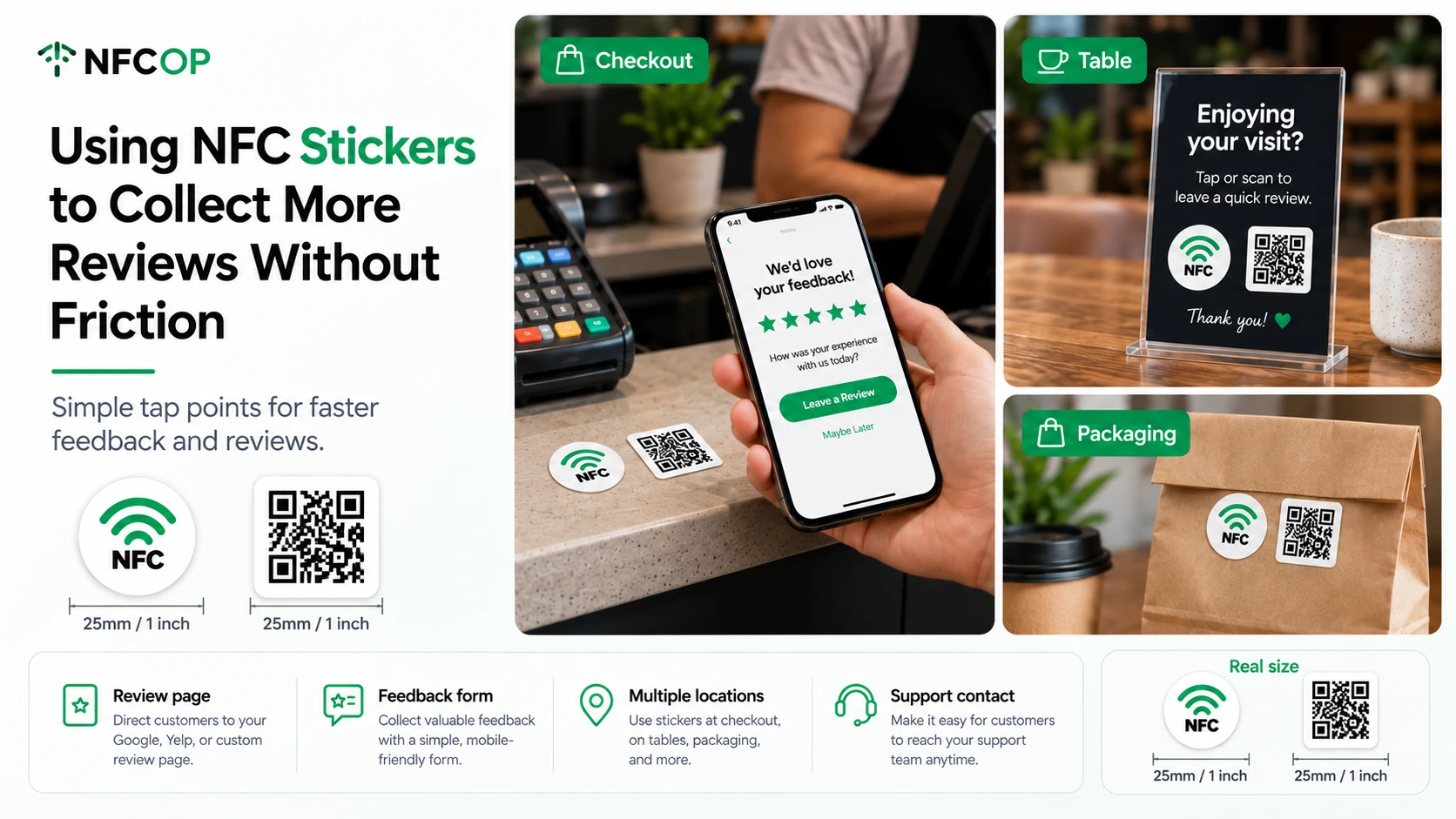 Mit NFC- und QR-Code-Aufklebern einfacher mehr Bewertungen sammeln